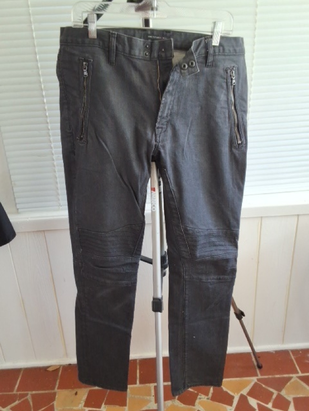 John Varvatos Charcoal Gray Jeans with Snap Detail